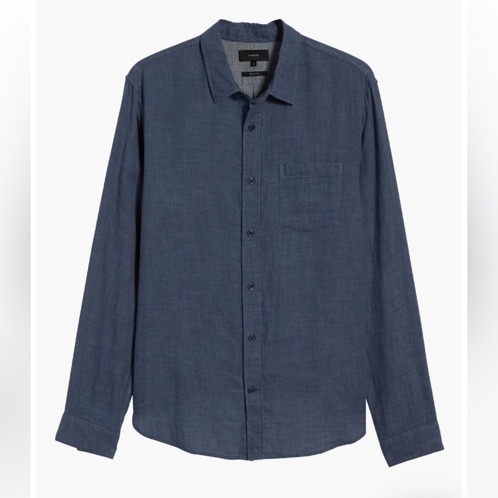 Vince Chambray Regular Fit Double Face Button-Up Shirt Size Large